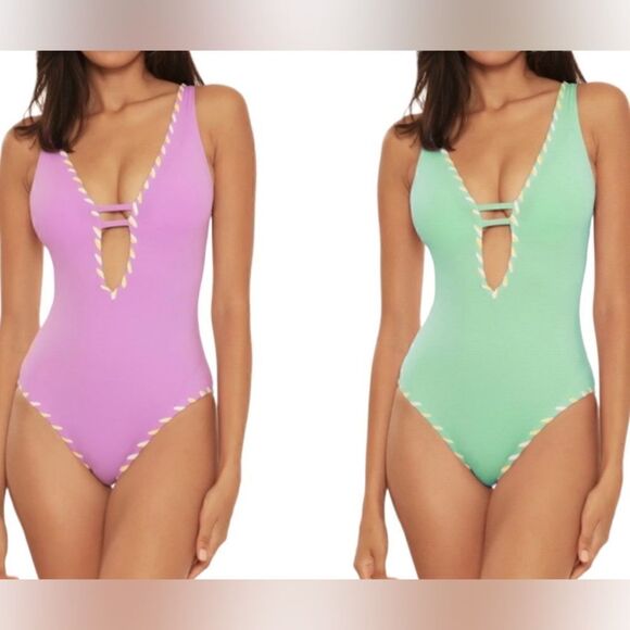 BECCA  Camille Reversible Skylar Plunge One-Piece
Swimsuit!  New - Picture 1 of 7